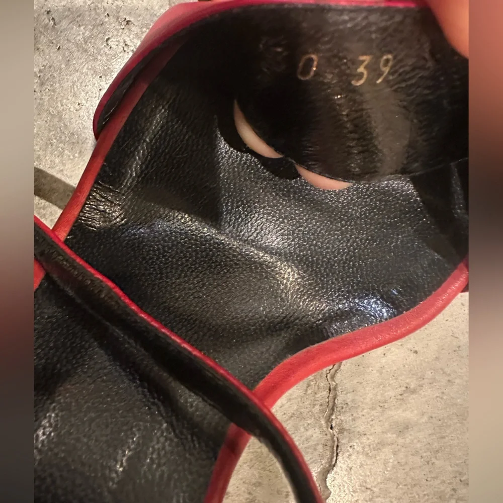 Saint Laurent Red Pink Strappy Sandals - Picture 12 of 13